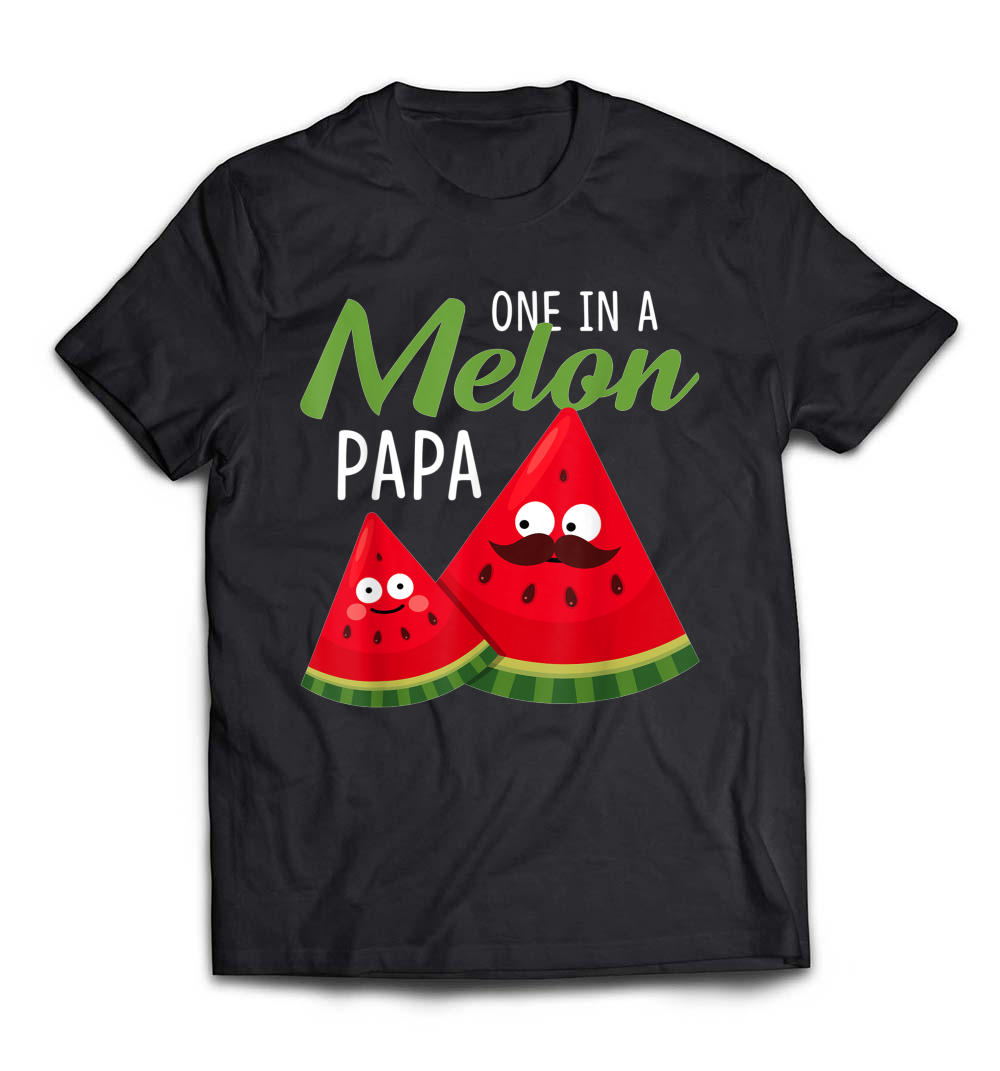 “One In A Melon Papa” Funny Watermelon Family T-Shirt – A Perfect Tee for Family Fun